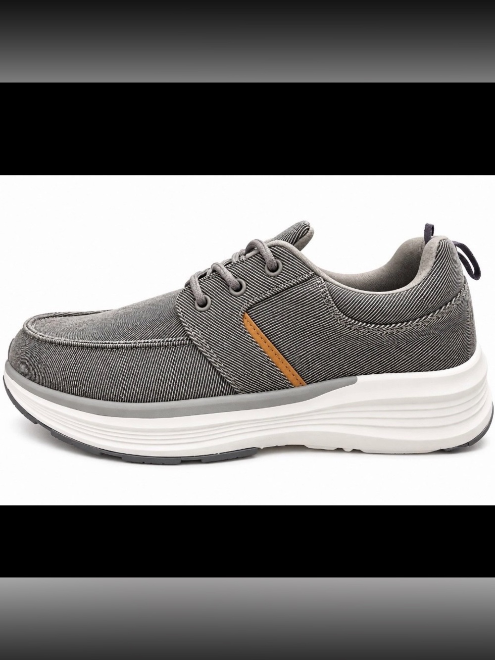 Men's Grey Casual Lace-Up Sneakers with Tan Accent